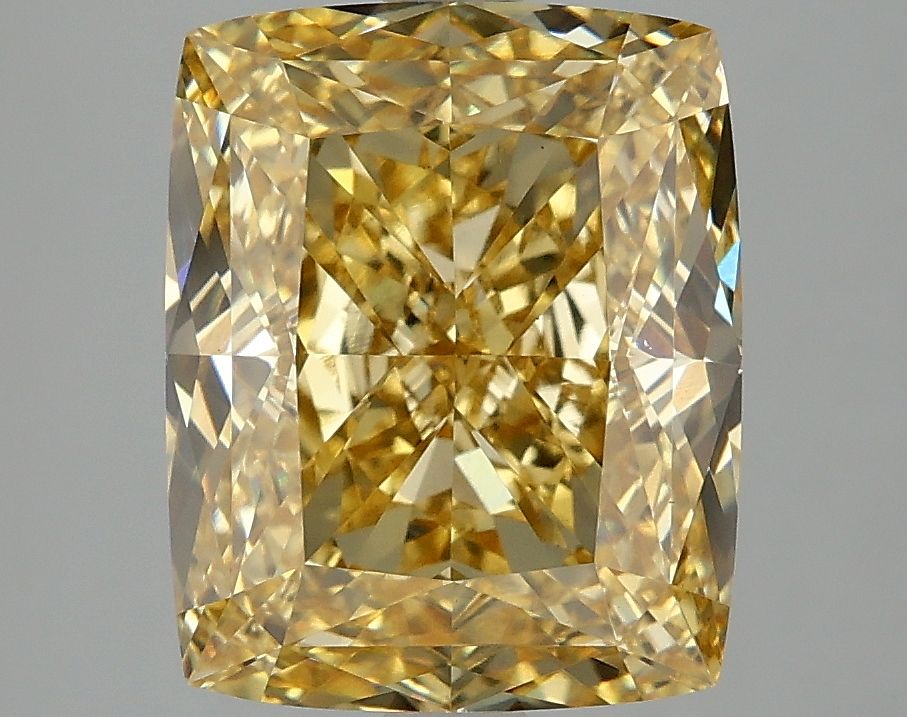 Lab-Grown Cushion Diamond - 5.08 Carats, Fancy Vivid Yellow Color, VS1 Clarity - Certified by IGI - Report Number: LG675526681