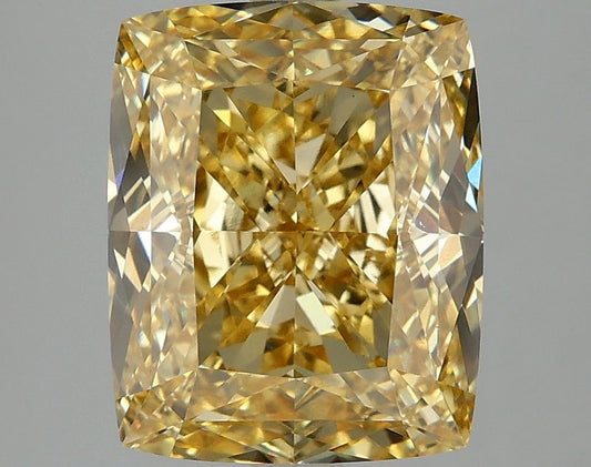 Lab-Grown Cushion Diamond - 5.08 Carats, Fancy Vivid Yellow Color, VS1 Clarity - Certified by IGI - Report Number: LG675526681