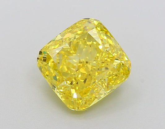 Lab-Grown Cushion Diamond - 2.49 Carats, Fancy Vivid Yellow Color, VVS2 Clarity - Certified by IGI - Report Number: LG639430084