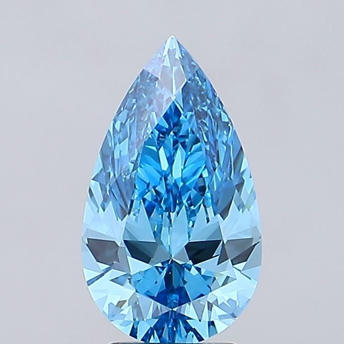 Lab-Grown Pear Diamond - 3.02 Carats, Fancy Vivid Blue Color, VS1 Clarity - Certified by IGI - Report Number: LG683551719