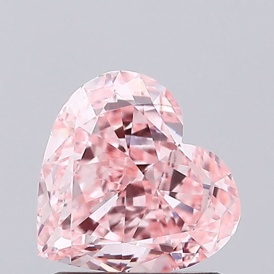 Lab-Grown Heart Diamond - 1.29 Carats, Fancy Vivid Pink Color, VS1 Clarity - Certified by IGI - Report Number: LG654418156