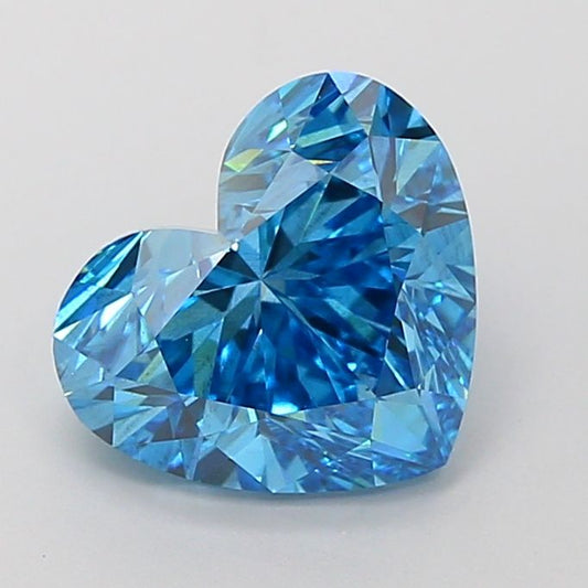 Lab-Grown Heart Diamond - 3.1 Carats, Fancy Vivid Blue Color, VS2 Clarity - Certified by IGI - Report Number: LG645455856