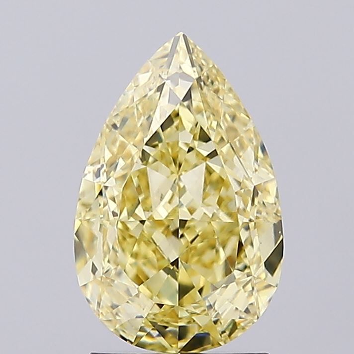 Lab-Grown Pear Diamond - 2.52 Carats, Fancy Intense Yellow Color, VVS2 Clarity - Certified by IGI - Report Number: LG626423708