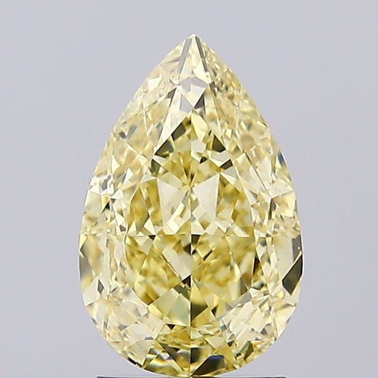 Lab-Grown Pear Diamond - 2.52 Carats, Fancy Intense Yellow Color, VVS2 Clarity - Certified by IGI - Report Number: LG626423708