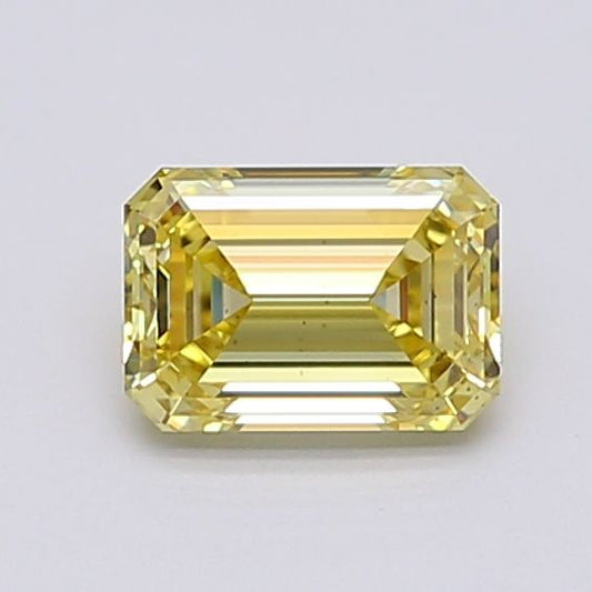 Lab-Grown Emerald Diamond - 1.01 Carats, Fancy Intense Yellow Color, VS2 Clarity - Certified by IGI - Report Number: LG668454874