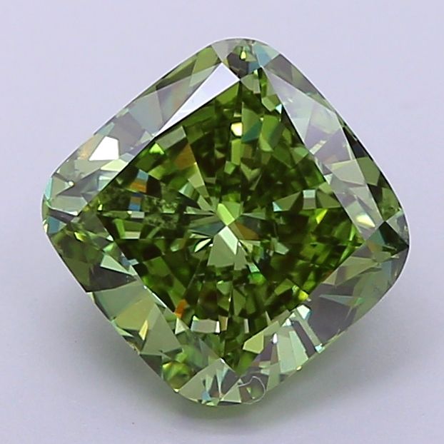 Lab-Grown Cushion Diamond - 3.01 Carats, Fancy Vivid Green Color, VS2 Clarity - Certified by IGI - Report Number: LG660445481