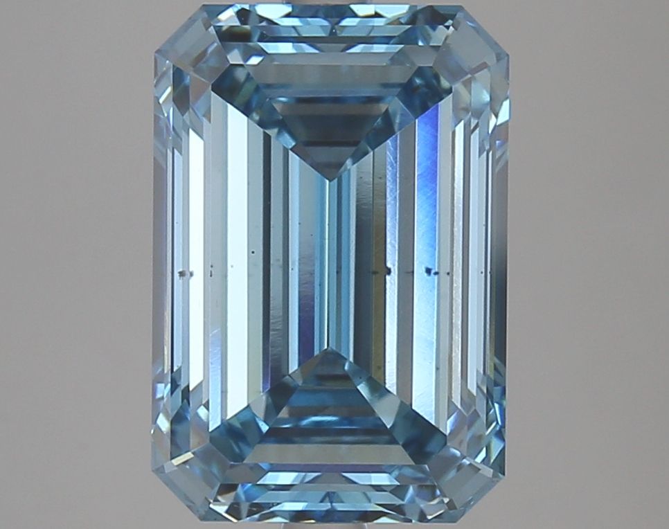 Lab-Grown Emerald Diamond - 5.09 Carats, Fancy Vivid Blue Color, VS2 Clarity - Certified by IGI - Report Number: LG616420465