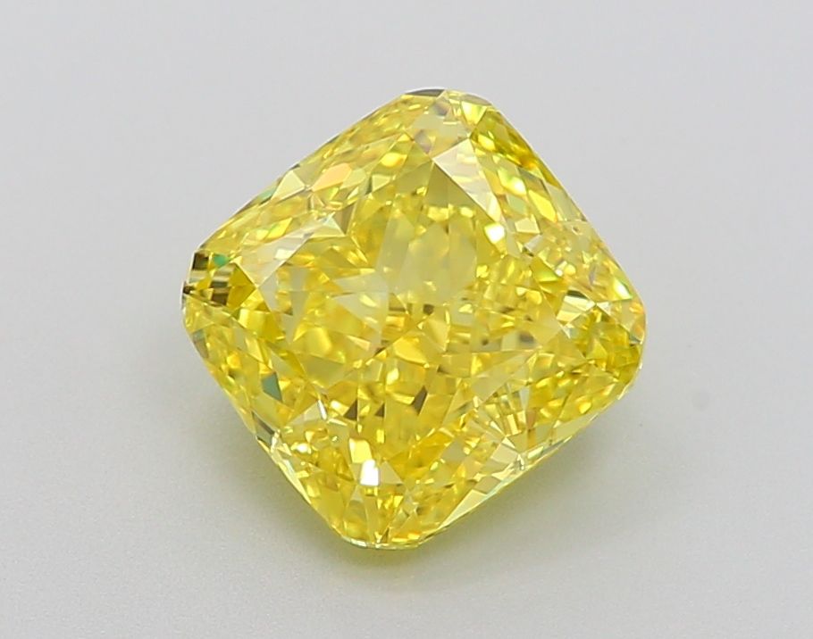 Lab-Grown Cushion Diamond - 2.49 Carats, Fancy Vivid Yellow Color, VVS2 Clarity - Certified by IGI - Report Number: LG639430084