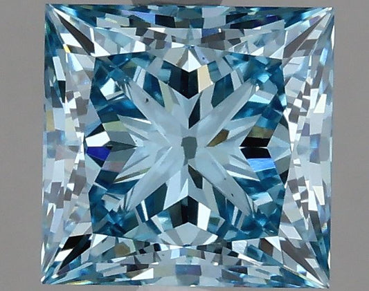 Lab-Grown Princess Diamond - 1.96 Carats, Fancy Vivid Blue Color, VS1 Clarity - Certified by IGI - Report Number: LG626420661