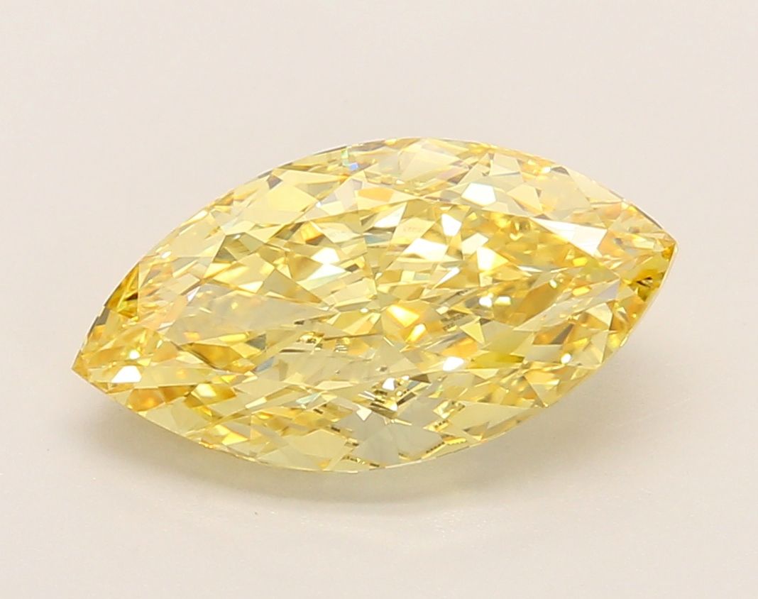 Lab-Grown Marquise Diamond - 3.1 Carats, Fancy Intense Yellow Color, VVS2 Clarity - Certified by IGI - Report Number: LG660436223