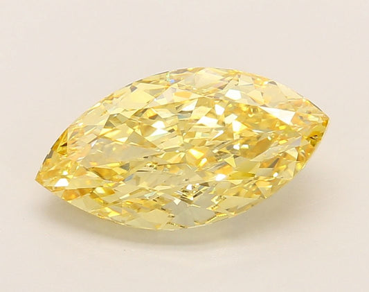 Lab-Grown Marquise Diamond - 3.1 Carats, Fancy Intense Yellow Color, VVS2 Clarity - Certified by IGI - Report Number: LG660436223
