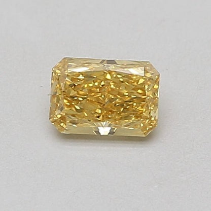 Lab-Grown Radiant Diamond - 0.43 Carats, Fancy Vivid Yellow Color, VVS2 Clarity - Certified by IGI - Report Number: LG677546310