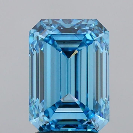 Lab-Grown Emerald Diamond - 3.01 Carats, Fancy Vivid Blue Color, VS1 Clarity - Certified by IGI - Report Number: LG687559747