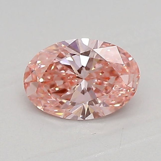 Lab-Grown Oval Diamond - 0.52 Carats, Fancy Vivid Pink Color, VVS2 Clarity - Certified by IGI - Report Number: LG607316217