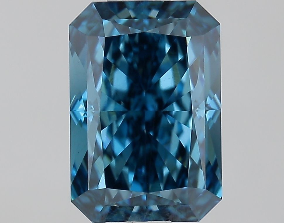 Lab-Grown Radiant Diamond - 1.07 Carats, Fancy Vivid Blue Color, VS2 Clarity - Certified by IGI - Report Number: LG668464712