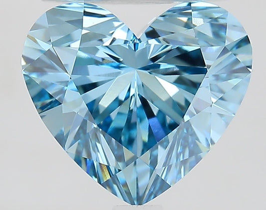 Lab-Grown Heart Diamond - 2.51 Carats, Fancy Vivid Blue Color, VVS2 Clarity - Certified by IGI - Report Number: LG687572395