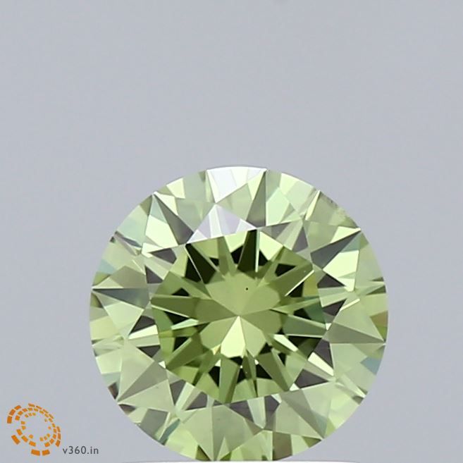 Lab-Grown Round Diamond - 1.06 Carats, Fancy Vivid Green Color, VS2 Clarity - Certified by IGI - Report Number: LG663412745