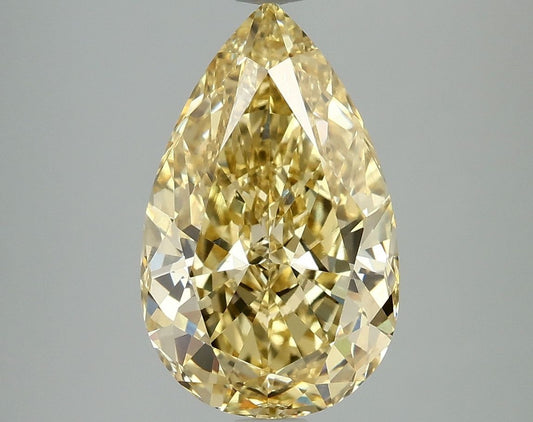 Lab-Grown Pear Diamond - 4.06 Carats, Fancy Intense Yellow Color, VVS2 Clarity - Certified by IGI - Report Number: LG663405942