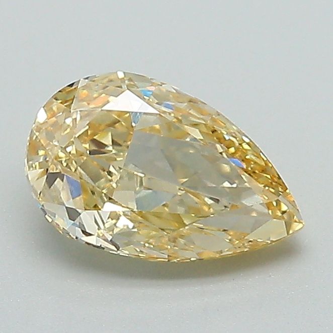 Lab-Grown Pear Diamond - 1.01 Carats, Fancy Yellow Color, VVS2 Clarity - Certified by IGI - Report Number: LG653439357