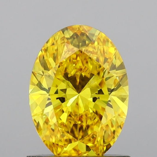 Lab-Grown Oval Diamond - 1.03 Carats, Fancy Vivid Yellow Color, VVS2 Clarity - Certified by IGI - Report Number: LG691539983