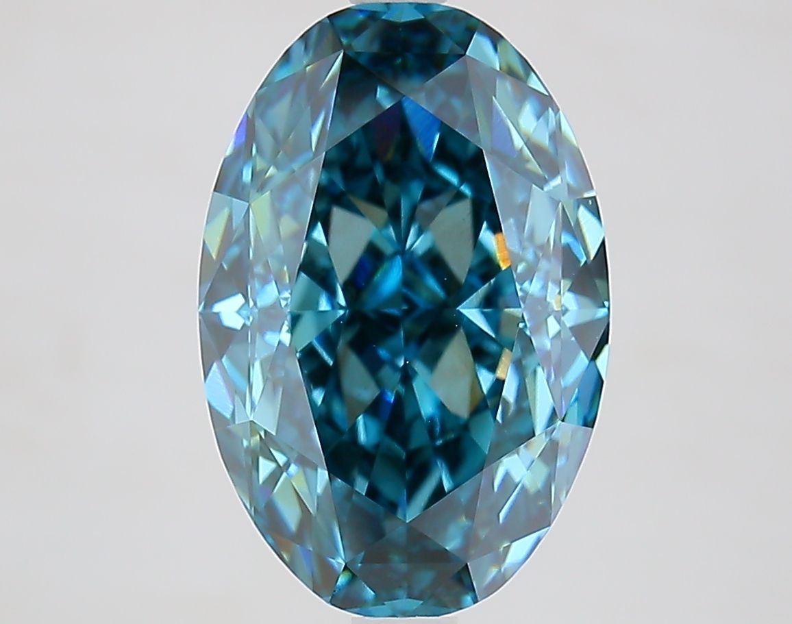 Lab-Grown Oval Diamond - 5.74 Carats, Fancy Vivid Blue Color, VVS2 Clarity - Certified by IGI - Report Number: LG647457562