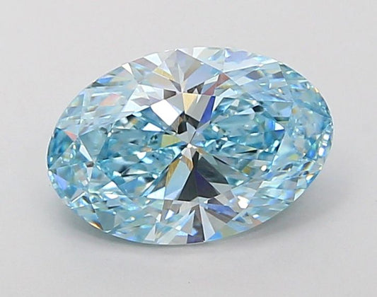 Lab-Grown Oval Diamond - 3.04 Carats, Fancy Intense Blue Color, VVS2 Clarity - Certified by IGI - Report Number: LG685586162
