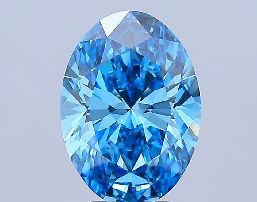Lab-Grown Oval Diamond - 5.08 Carats, Fancy Vivid Blue Color, VS1 Clarity - Certified by IGI - Report Number: LG674520517
