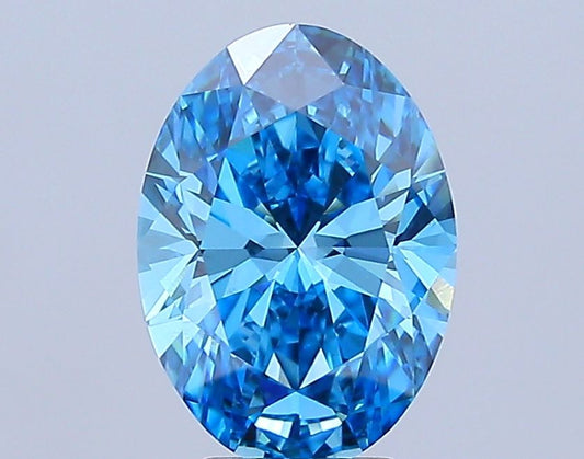 Lab-Grown Oval Diamond - 5.08 Carats, Fancy Vivid Blue Color, VS1 Clarity - Certified by IGI - Report Number: LG674520517