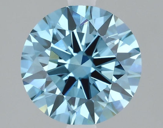 Lab-Grown Round Diamond - 2.03 Carats, Fancy Vivid Blue Color, VS2 Clarity - Certified by IGI - Report Number: LG610317254