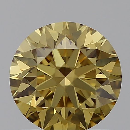 Lab-Grown Round Diamond - 0.76 Carats, Fancy Intense Brownish Yellow Color, VVS2 Clarity - Certified by IGI - Report Number: LG593370708