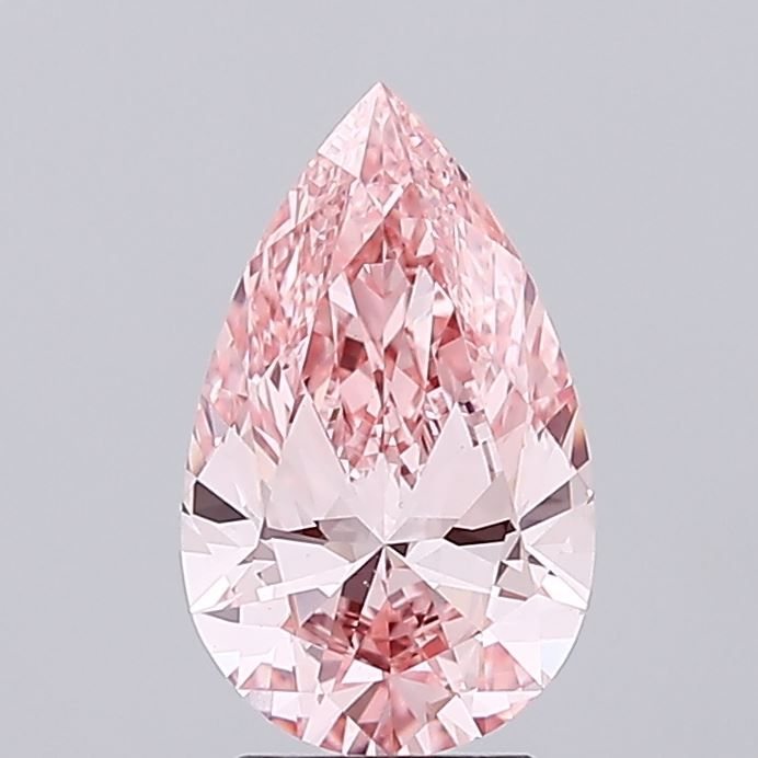 Lab-Grown Pear Diamond - 2.53 Carats, Fancy Vivid Pink Color, VS1 Clarity - Certified by IGI - Report Number: LG689507538