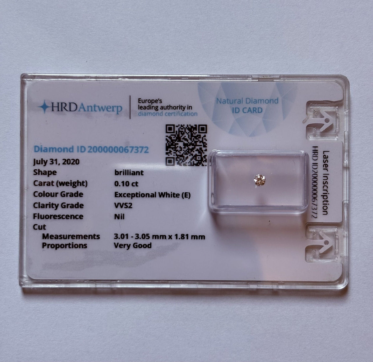 Round 0.1ct E VVS2 VG Cut • HRD • 200000067372