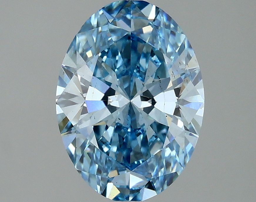 Lab-Grown Oval Diamond - 2.03 Carats, Fancy Vivid Blue Color, VS2 Clarity - Certified by IGI - Report Number: LG637461341