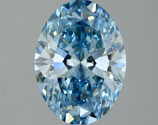 Lab-Grown Oval Diamond - 2.03 Carats, Fancy Vivid Blue Color, VS2 Clarity - Certified by IGI - Report Number: LG637461341