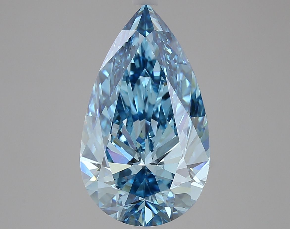 Lab-Grown Pear Diamond - 4.7 Carats, Fancy Vivid Blue Color, VS1 Clarity - Certified by IGI - Report Number: LG680509952