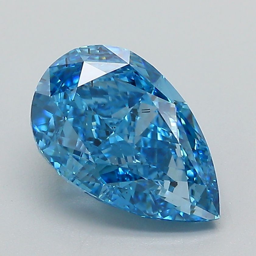 Lab-Grown Pear Diamond - 2.53 Carats, Fancy Vivid Blue Color, VS2 Clarity - Certified by IGI - Report Number: LG687528683