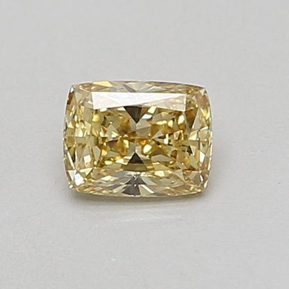 Lab-Grown Cushion Diamond - 0.5 Carats, Fancy Vivid Yellow Color, VS1 Clarity - Certified by IGI - Report Number: LG675532963
