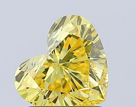 Lab-Grown Heart Diamond - 1.09 Carats, Fancy Vivid Yellow Color, VS1 Clarity - Certified by IGI - Report Number: LG627448421
