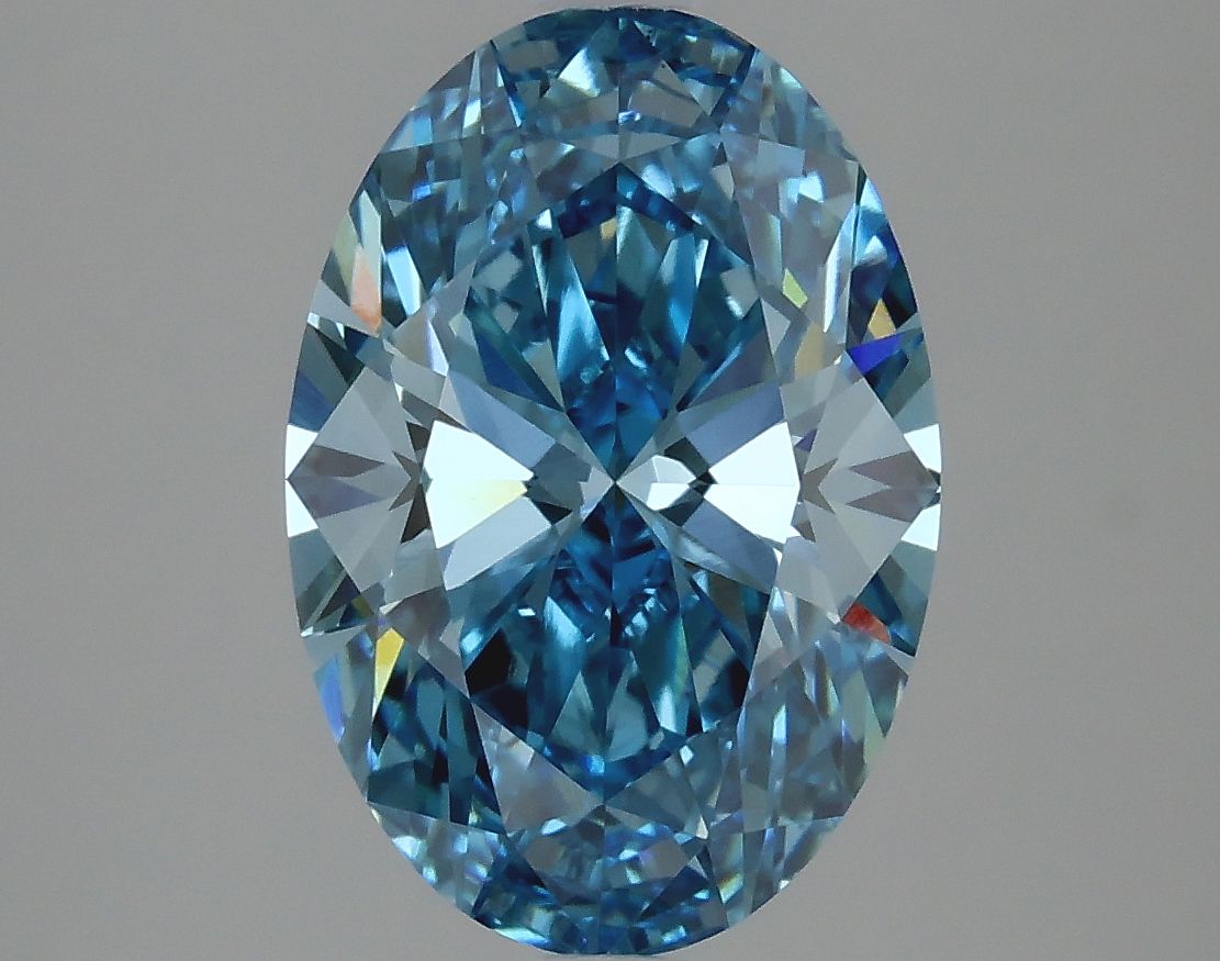 Lab-Grown Oval Diamond - 2.96 Carats, Fancy Vivid Blue Color, VS2 Clarity - Certified by IGI - Report Number: LG625443093
