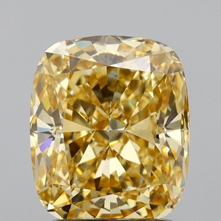 Lab-Grown Cushion Diamond - 2.01 Carats, Fancy Intense Yellow Color, VVS2 Clarity - Certified by IGI - Report Number: LG680503691