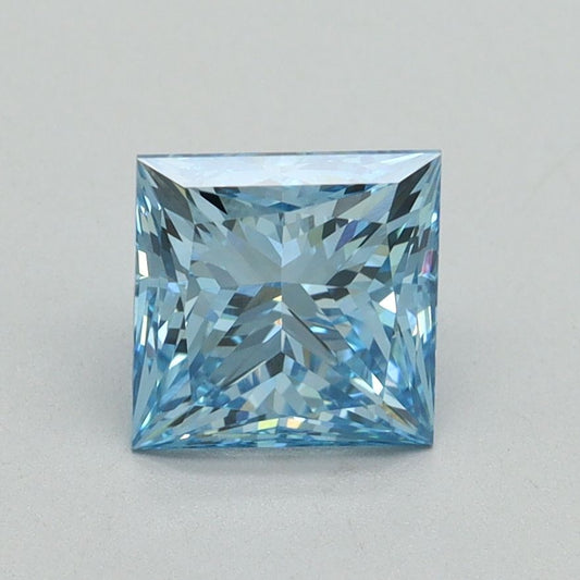 Lab-Grown Princess Diamond - 1.56 Carats, Fancy Vivid Blue Color, VVS2 Clarity - Certified by IGI - Report Number: LG641412280