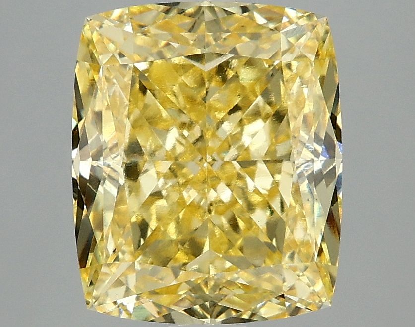 Lab-Grown Cushion Diamond - 4.06 Carats, Fancy Vivid Yellow Color, VS2 Clarity - Certified by IGI - Report Number: LG671484201
