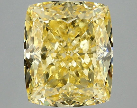 Lab-Grown Cushion Diamond - 4.06 Carats, Fancy Vivid Yellow Color, VS2 Clarity - Certified by IGI - Report Number: LG671484201