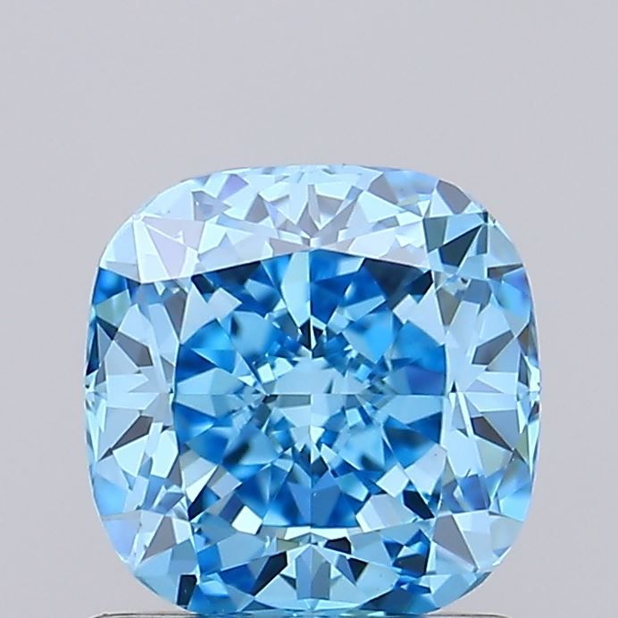 Lab-Grown Cushion Diamond - 1.01 Carats, Fancy Vivid Blue Color, VS1 Clarity - Certified by IGI - Report Number: LG674511597