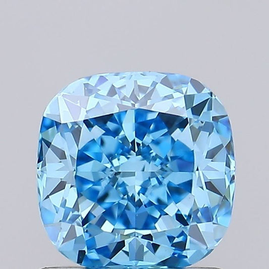 Lab-Grown Cushion Diamond - 1.01 Carats, Fancy Vivid Blue Color, VS1 Clarity - Certified by IGI - Report Number: LG674511597