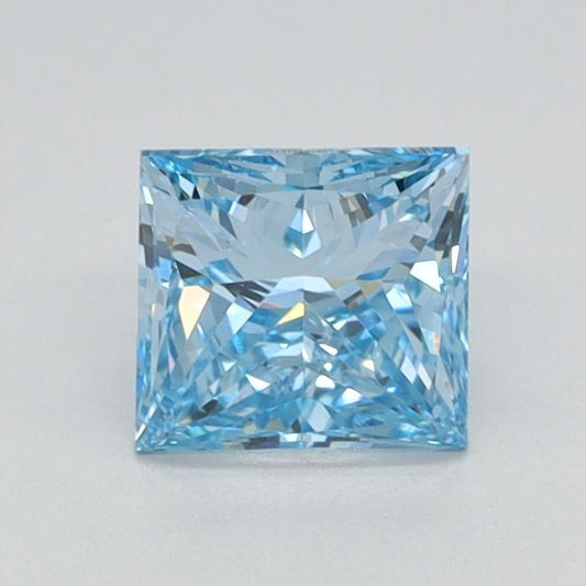 Lab-Grown Princess Diamond - 0.7 Carats, Fancy Vivid Blue Color, VVS2 Clarity - Certified by IGI - Report Number: LG626424632