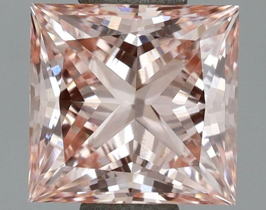 Lab-Grown Princess Diamond - 1.07 Carats, Fancy Intense Pink Color, VVS2 Clarity - Certified by IGI - Report Number: LG675529076