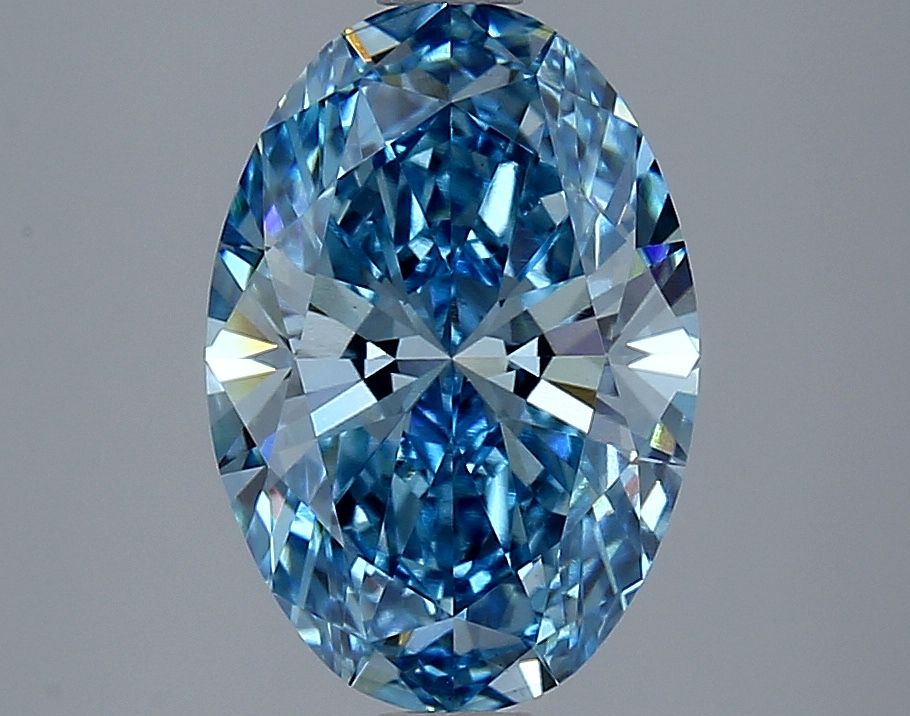 Lab-Grown Oval Diamond - 2.98 Carats, Fancy Vivid Blue Color, VS2 Clarity - Certified by IGI - Report Number: LG634426740