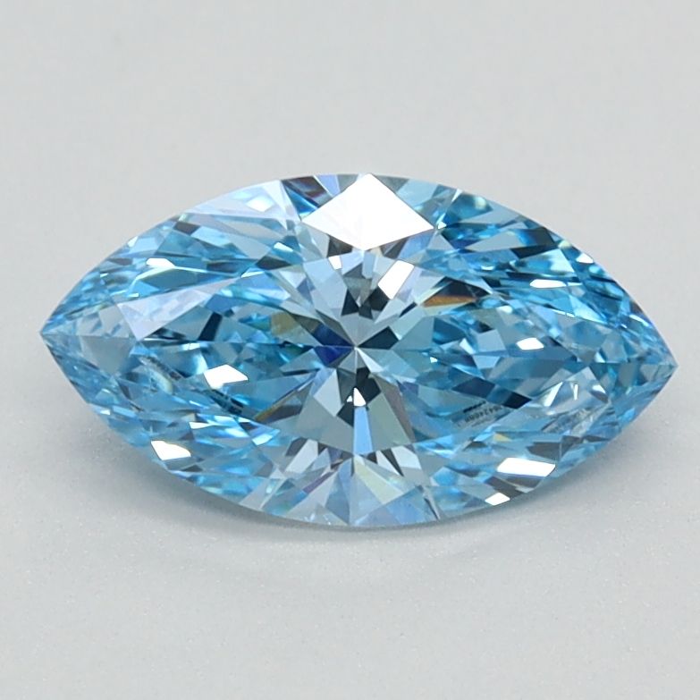 Lab-Grown Marquise Diamond - 0.83 Carats, Fancy Vivid Blue Color, VS1 Clarity - Certified by IGI - Report Number: LG626424688