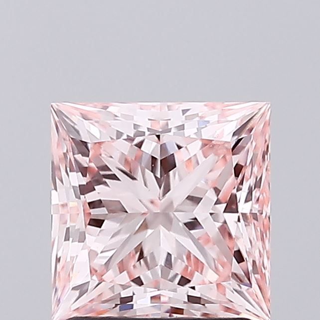 Lab-Grown Princess Diamond - 1.73 Carats, Fancy Intense Pink Color, VS1 Clarity - Certified by IGI - Report Number: LG673423604